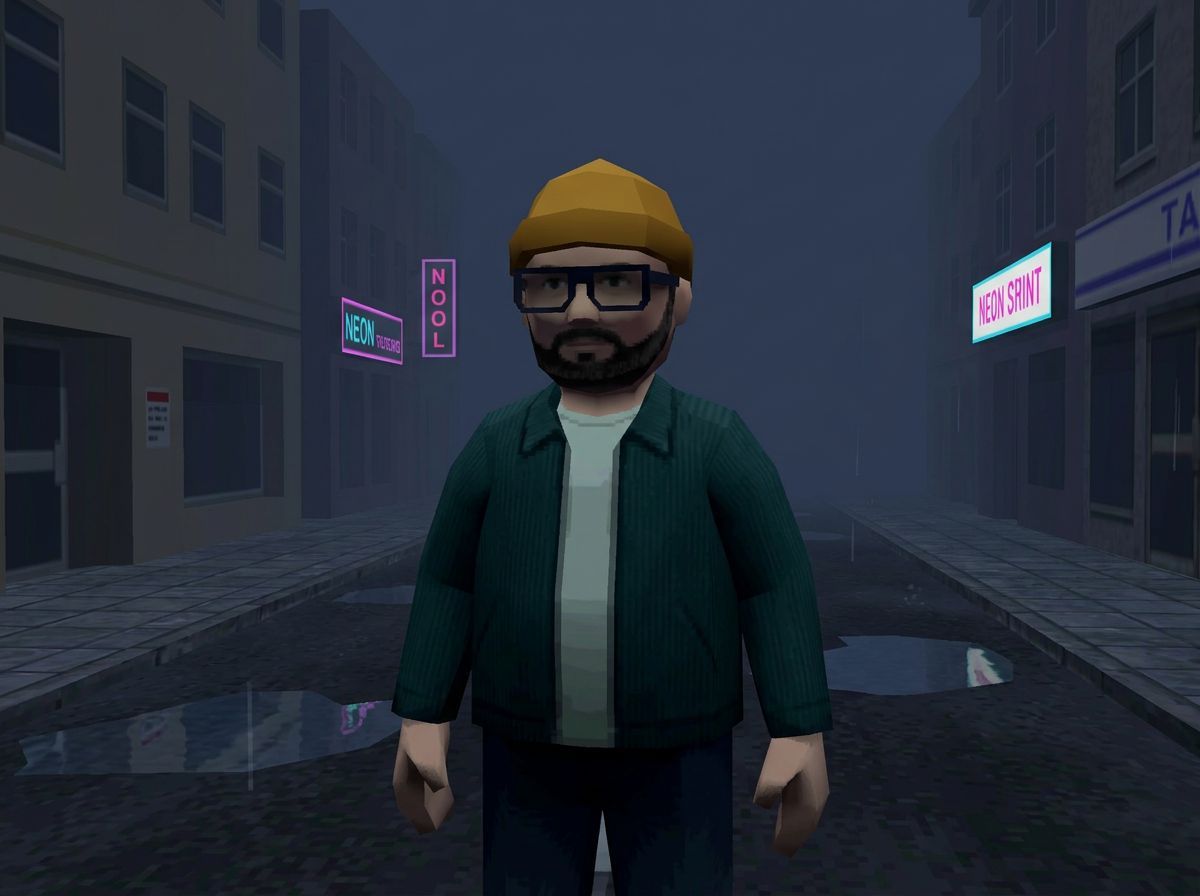 The person as a low-poly PlayStation 1 character