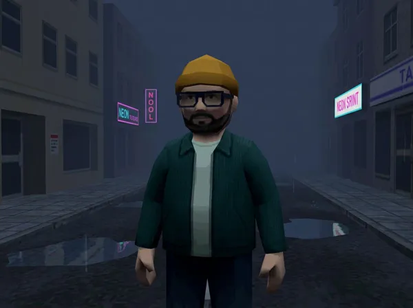 The person as a low-poly PlayStation 1 character