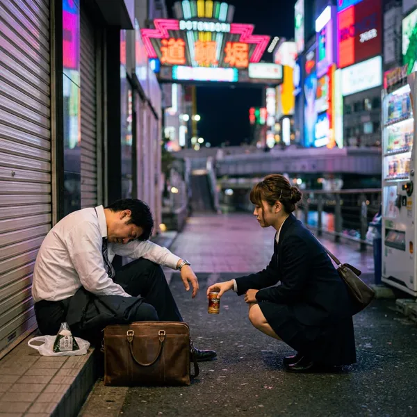 A quiet midnight moment in Osaka