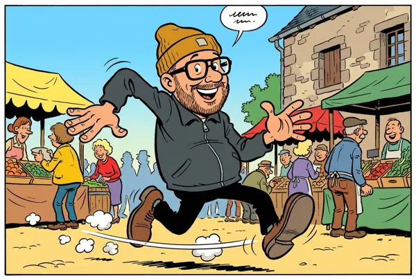 The person in classic Franco-Belgian humor comic style