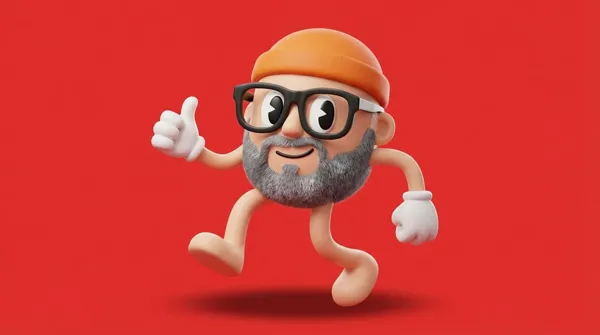 Stylized Rubberhose 3D Character Giving a Thumbs Up