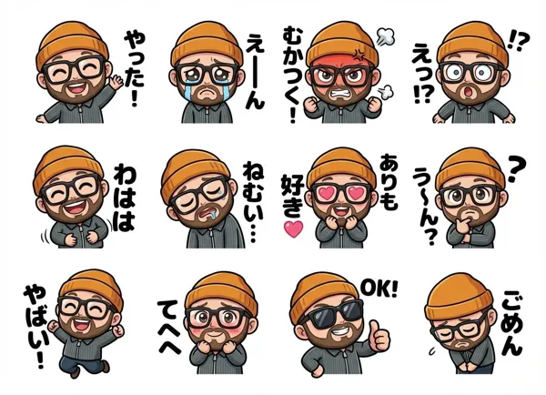 Chibi character sticker pack with various emotions