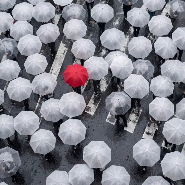 Aerial view of Shibuya scramble crossing in the rain